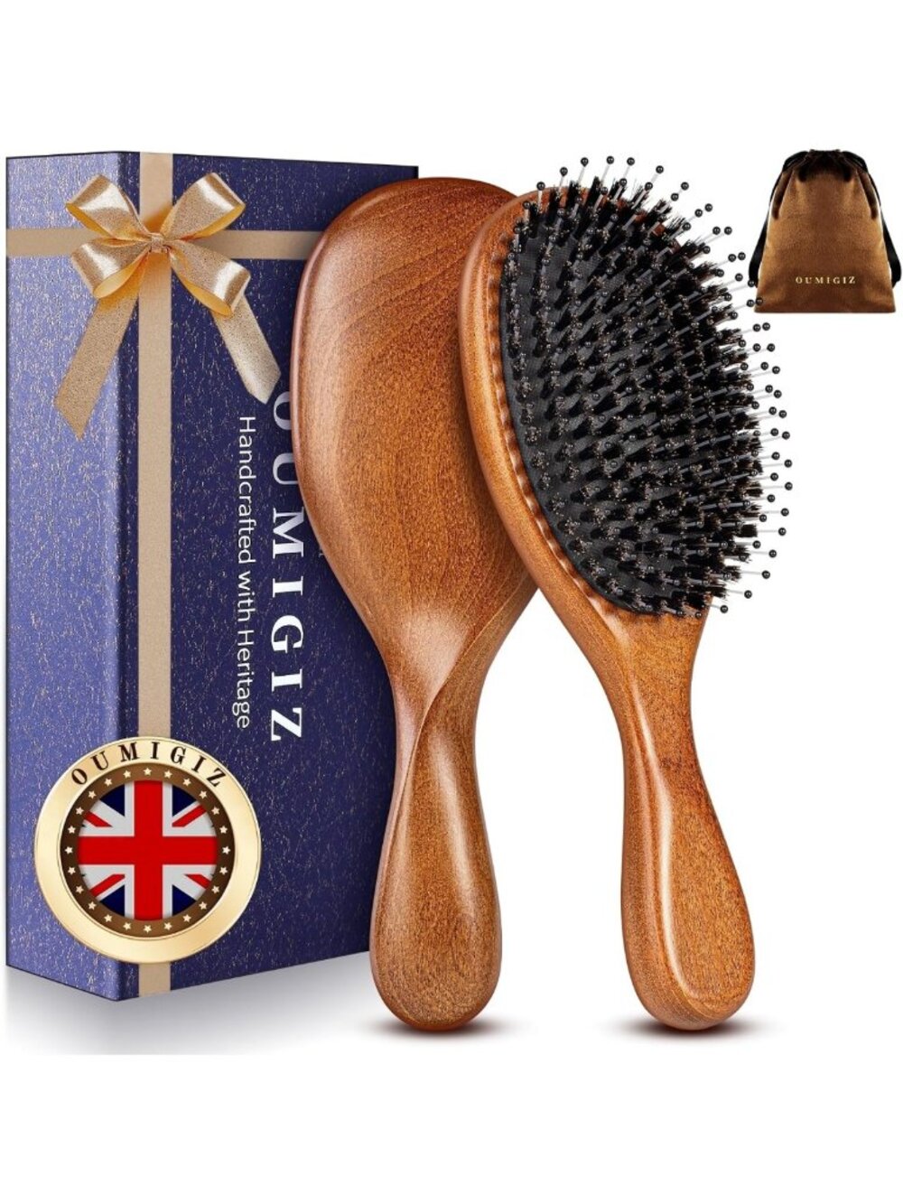 Handmade Boar Bristle Hair Brush for Smooth, Sleek Styles - Perfect for Slick